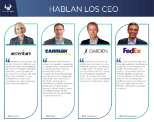 Nuevos reportes trimestrales de Accenture, Carmax, Darden y FedEx