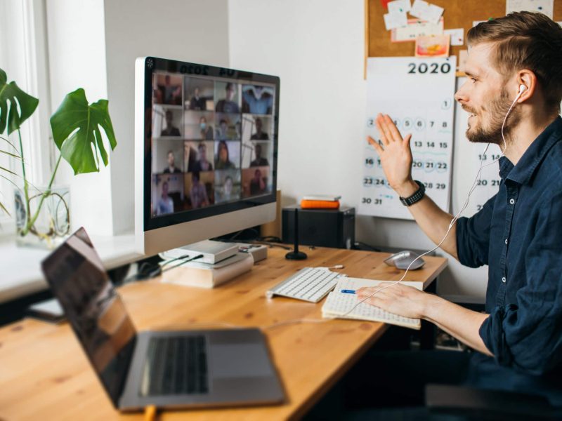 Trader on Zoom call